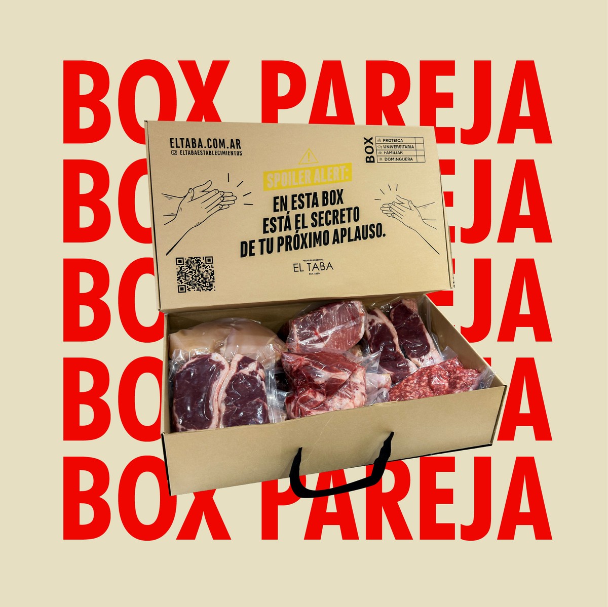 Box Pareja — el box abierto con los 6 cortes